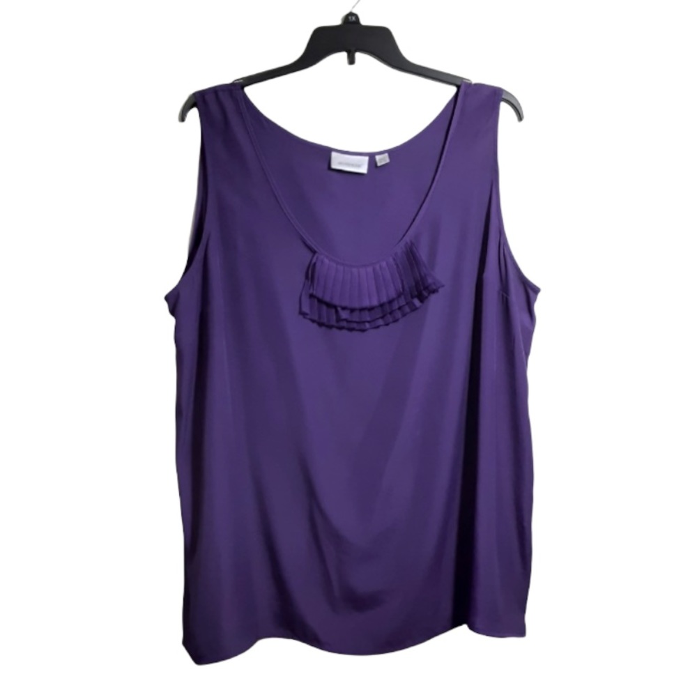 Avenue Women's Plus Size 26/28 Purple Sleeveless Blouse Tank Top Fringe Detail